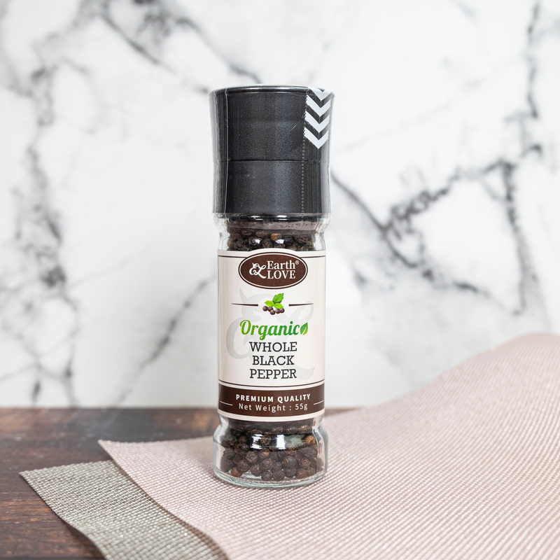 Organic Whole Black Pepper 55gram with Mill -IDM066